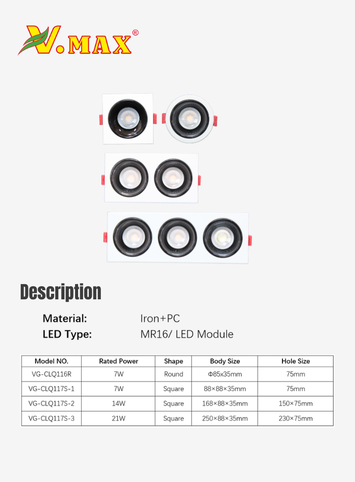 Full set of 7cm iron spot light fitting with frame and lamp cup, ready for fast delivery.