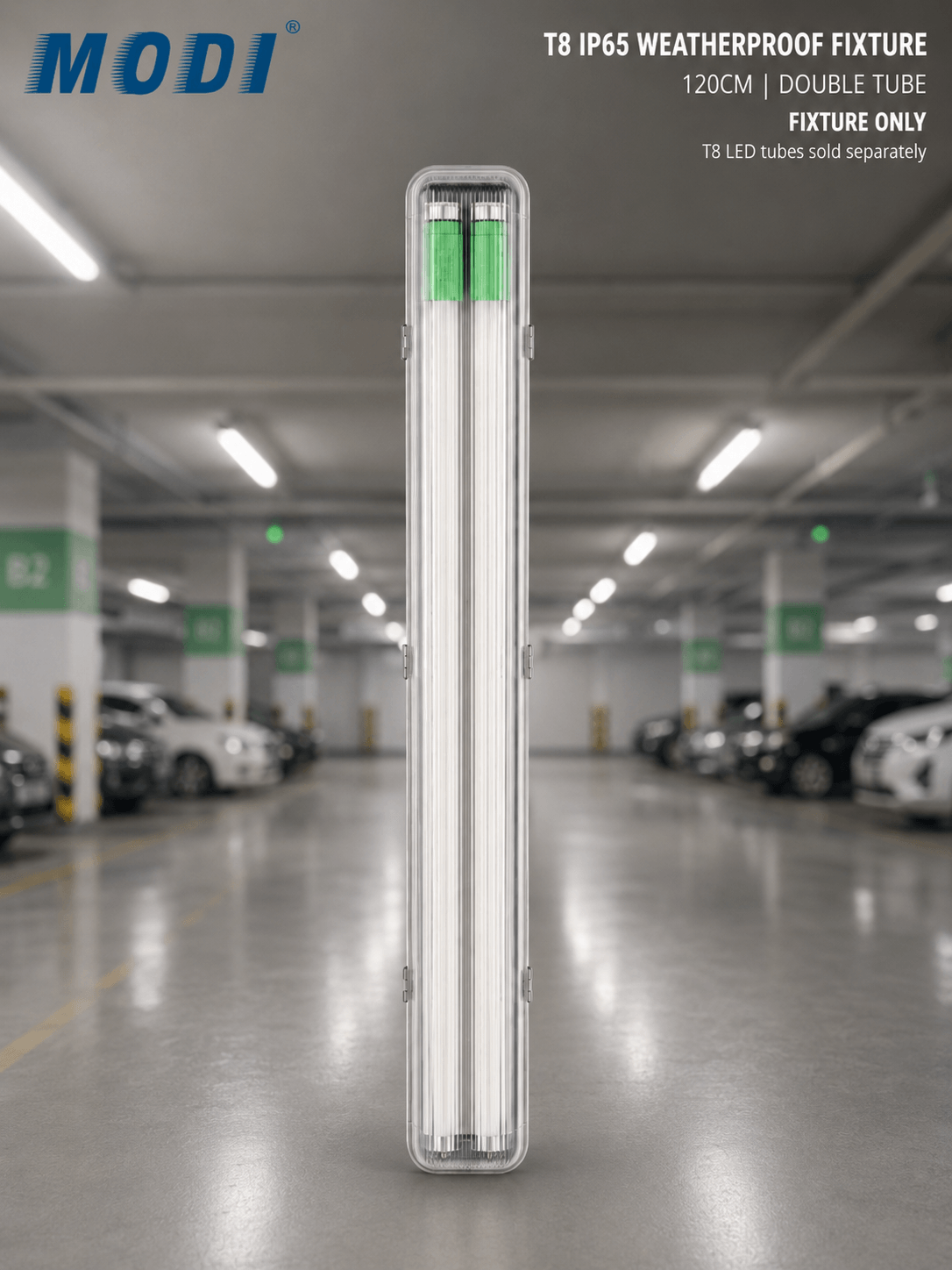 T8 IP65 weatherproof fixture 120cm double tube bracket for parking lighting