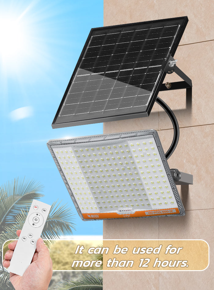 كشاف طاقة شمسية LED بزاوية إضاءة واسعة مع لوح شمسي خارجي، مقاوم للماء IP67 للإضاءة الخارجية