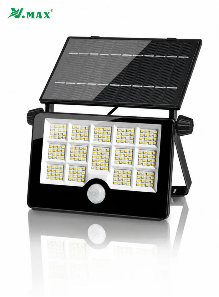 VMAX 60W solar flood light with PIR motion sensor and adjustable solar panel