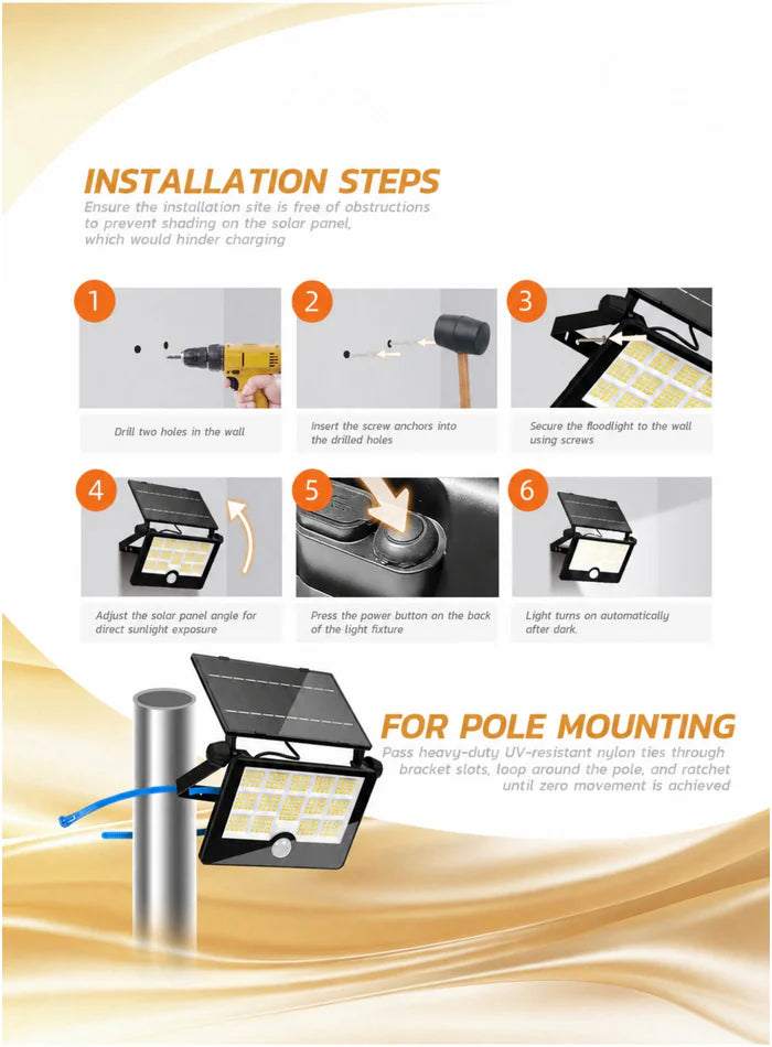 VMAX solar flood light installation steps